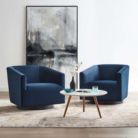 Twist Swivel Chair Performance Velvet Set of 2 Modway Model: eei-4427