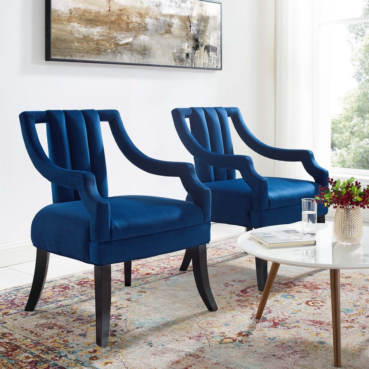 Harken Accent Chair Performance Velvet Set of 2 Modway Model: eei-4429