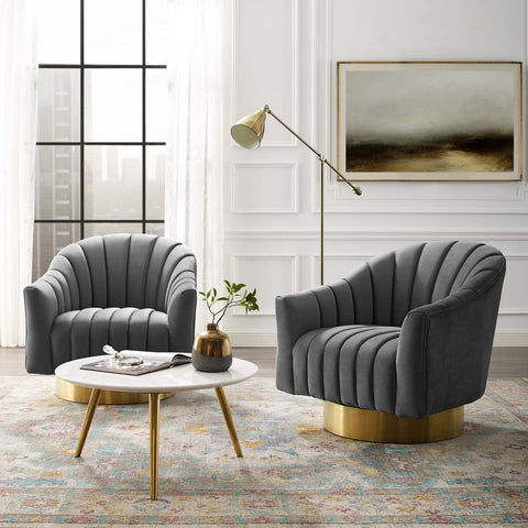 Buoyant Swivel Chair Performance Velvet Set of 2 Modway Model: eei-4430