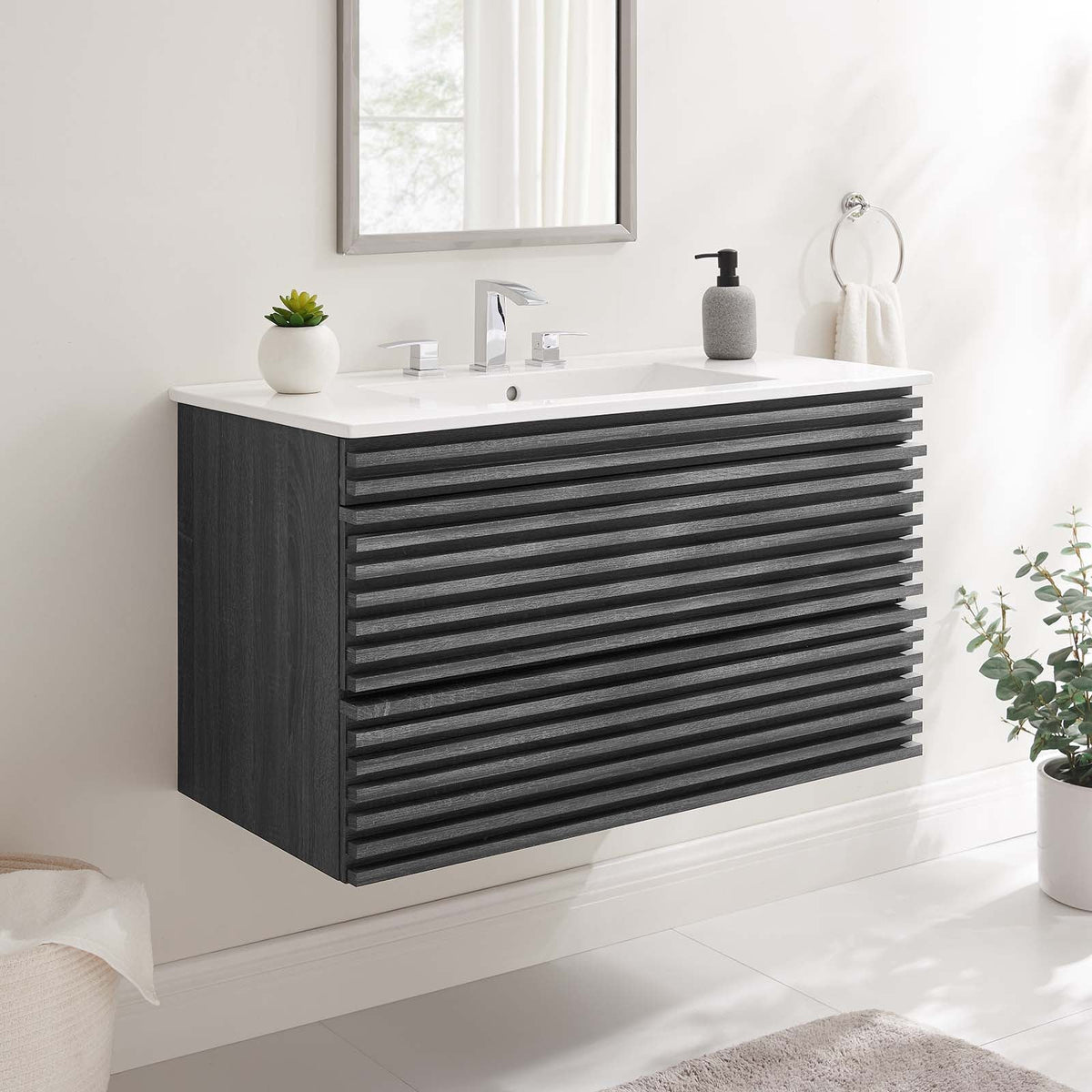 Render 36" Wall-Mount Bathroom Vanity Modway Model: eei-4436