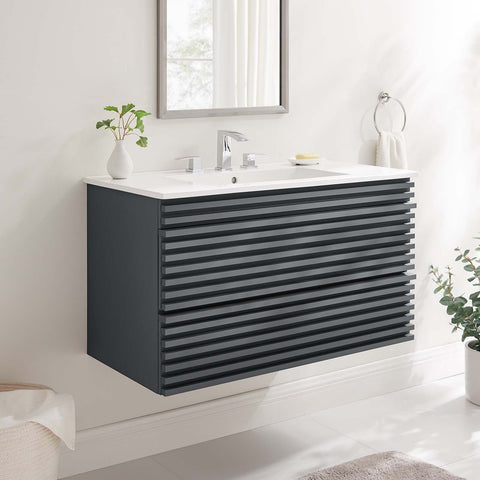Render 36" Wall-Mount Bathroom Vanity Modway Model: eei-4436