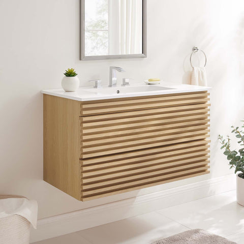Render 36" Wall-Mount Bathroom Vanity Modway Model: eei-4436