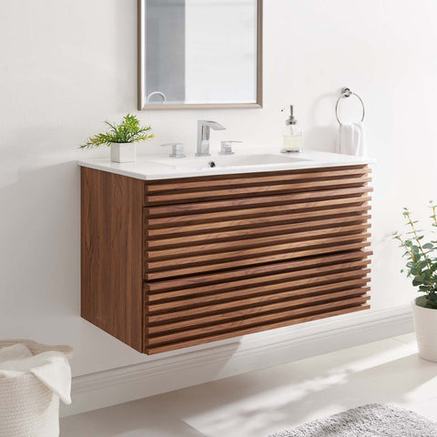 Render 36" Wall-Mount Bathroom Vanity Modway Model: eei-4436