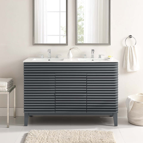 Render 48" Double Sink Bathroom Vanity Modway Model: eei-4441