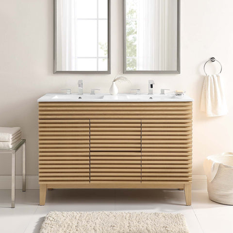 Render 48" Double Sink Bathroom Vanity Modway Model: eei-4441