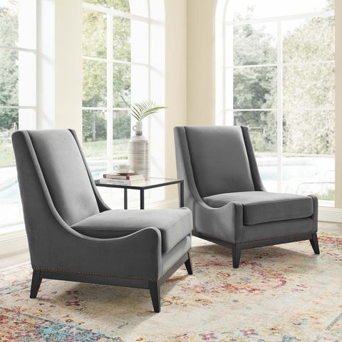 Confident Lounge Chair Upholstered Performance Velvet Set of 2 Modway Model: eei-4487