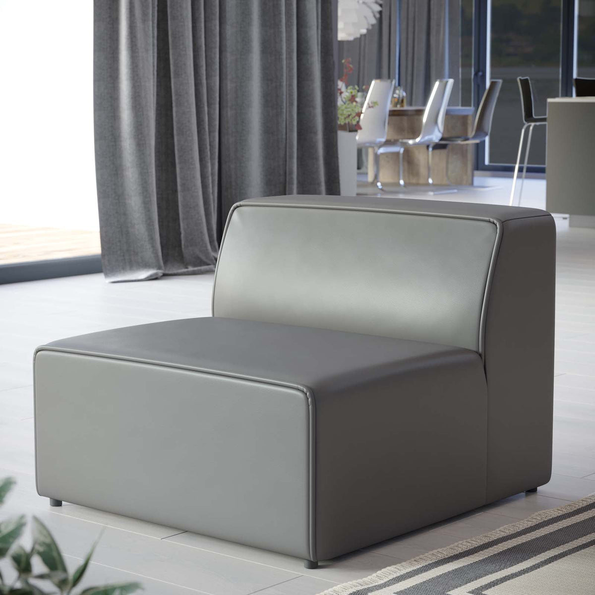 Mingle Vegan Leather Armless Chair Modway Model: eei-4623