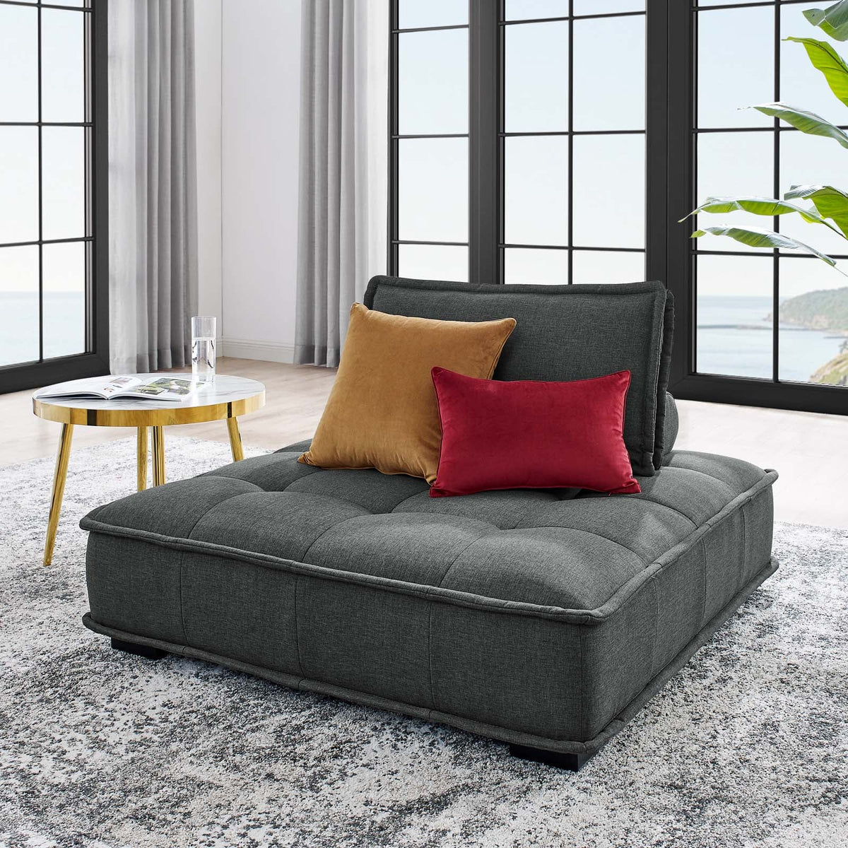 Saunter Tufted Fabric Armless Chair Modway Model: EEI-4725-GRY