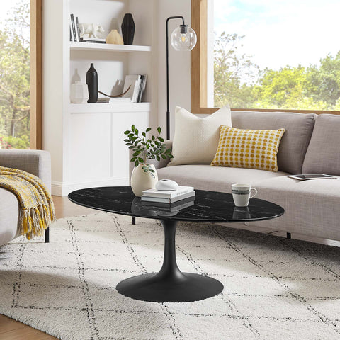 Lippa 48" Oval Artificial Marble Coffee Table Modway Model: eei-4886