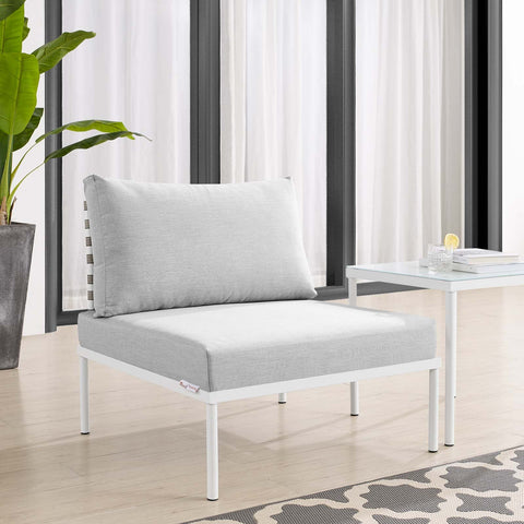 Harmony Sunbrella® Basket Weave Outdoor Patio Aluminum Armless Chair Modway Model: eei-4958