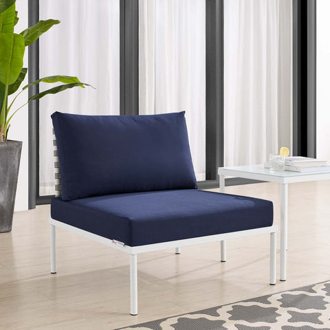 Harmony Sunbrella® Basket Weave Outdoor Patio Aluminum Armless Chair Modway Model: eei-4958