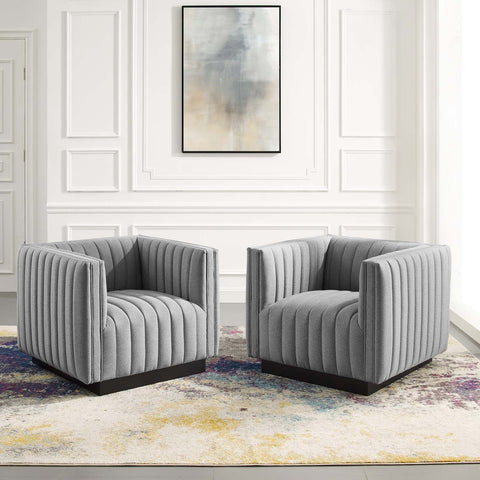 Conjure Tufted Armchair Upholstered Fabric Set of 2 Modway Model: eei-5045