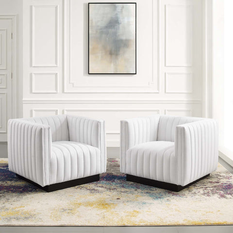 Conjure Tufted Armchair Upholstered Fabric Set of 2 Modway Model: eei-5045