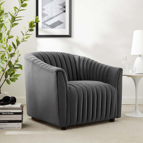 Announce Performance Velvet Channel Tufted Armchair Modway Model: eei-5055