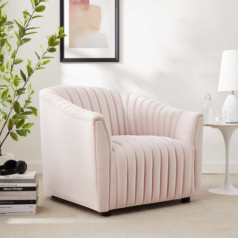 Announce Performance Velvet Channel Tufted Armchair Modway Model: eei-5055