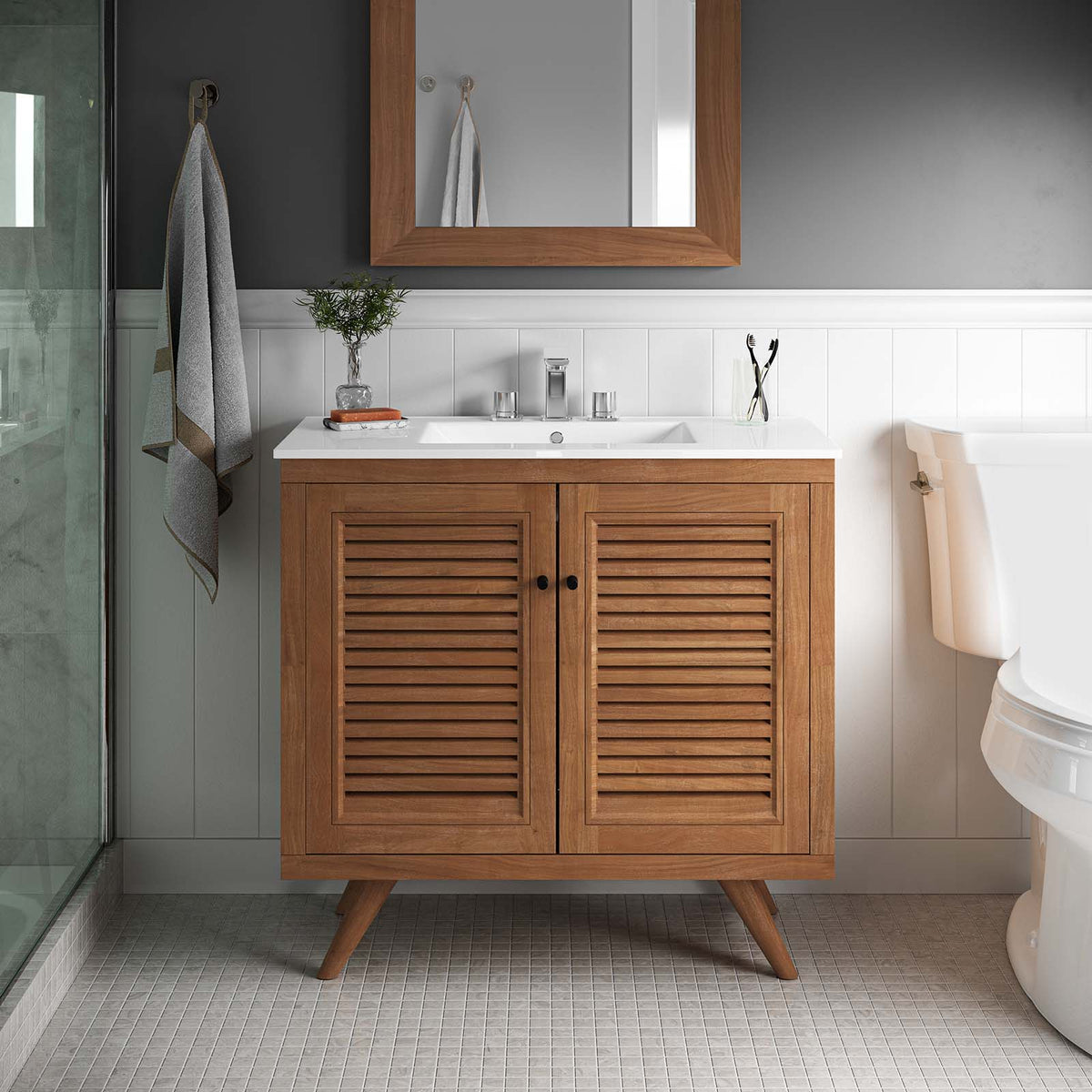 Birdie 36" Teak Wood Bathroom Vanity Cabinet (Sink Basin Not Included) Modway Model: eei-5087