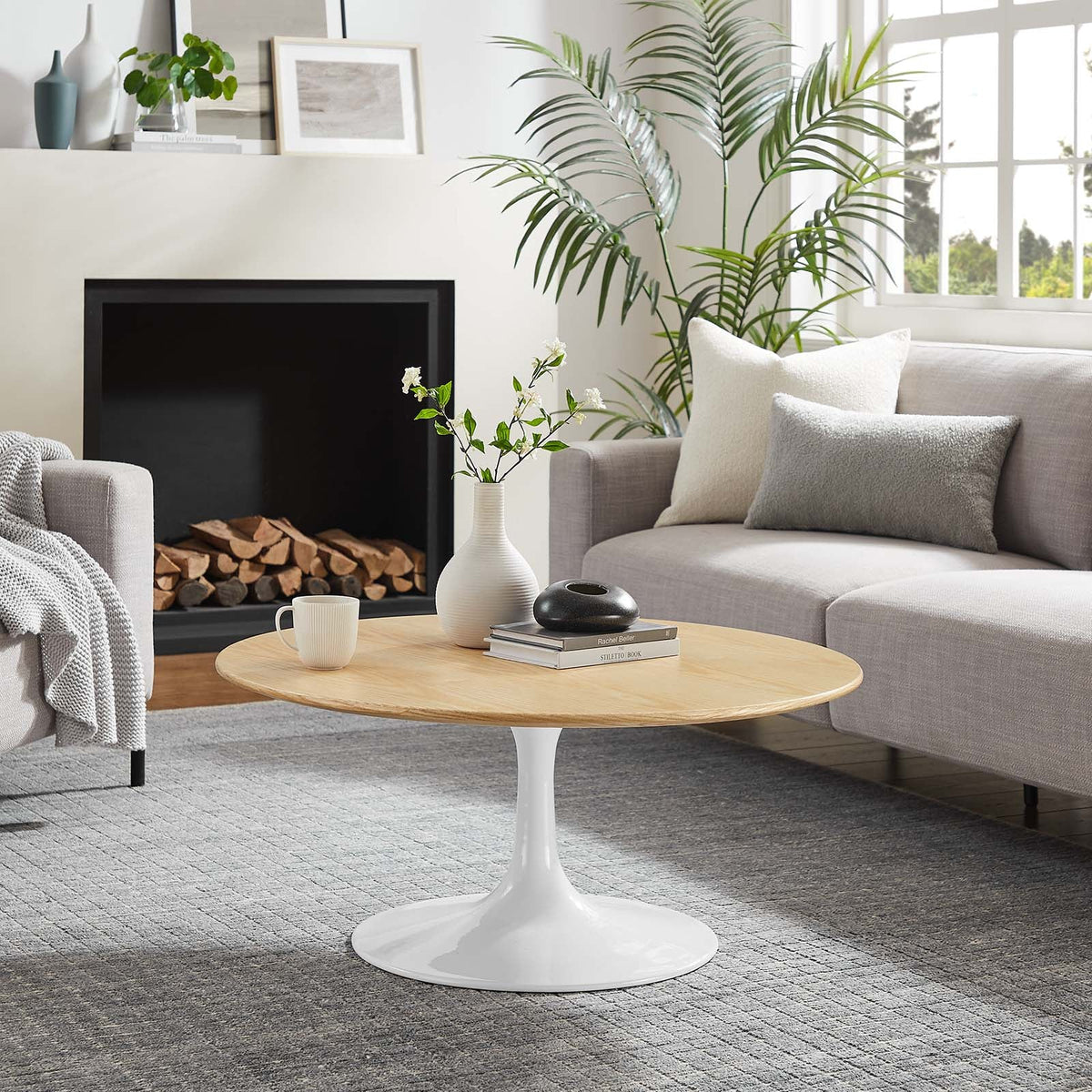 Lippa 36" Round Wood Grain Coffee Table Modway Model: eei-5188