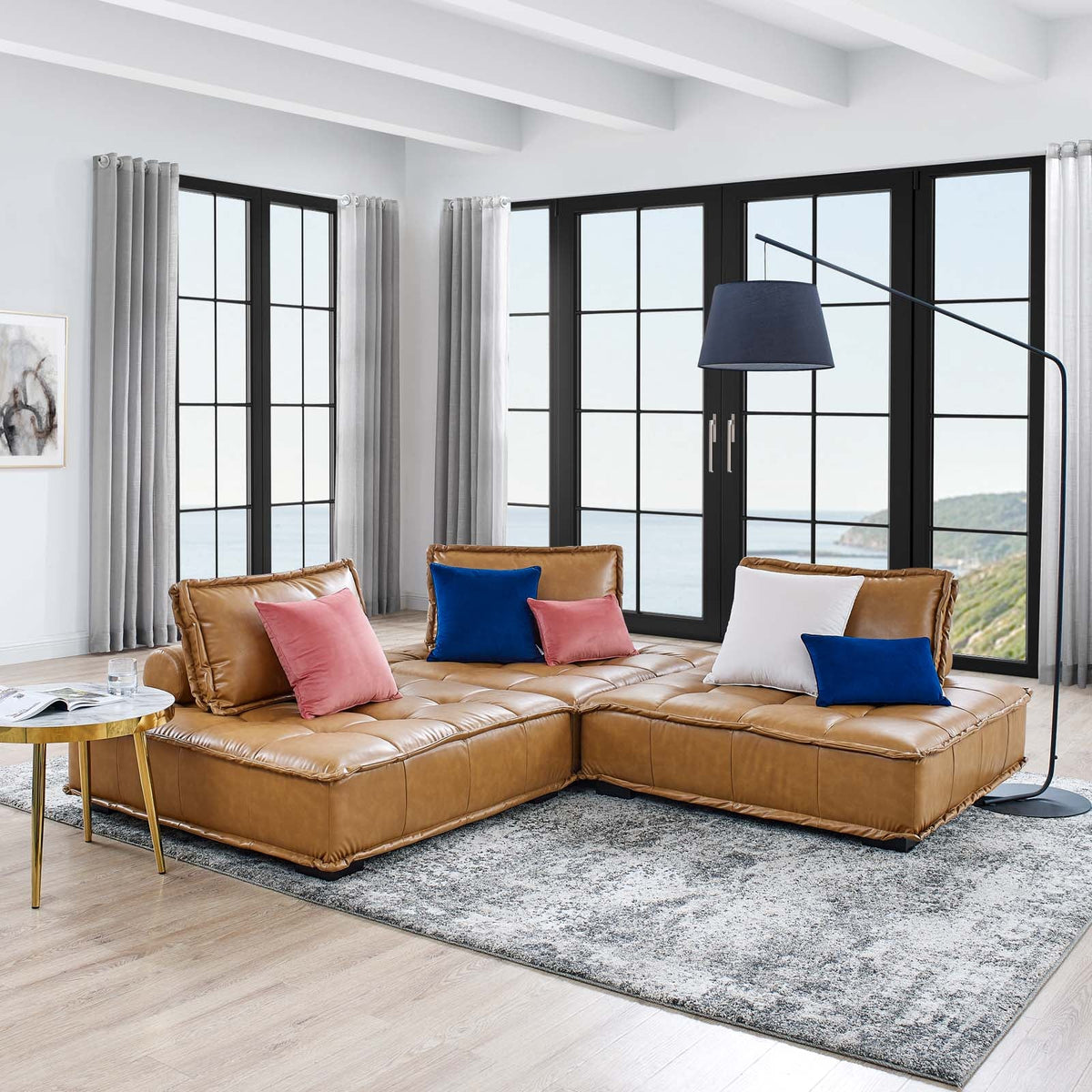 Saunter Tufted Vegan Leather Vegan Leather 3-Piece Sofa Modway Model: eei-5207