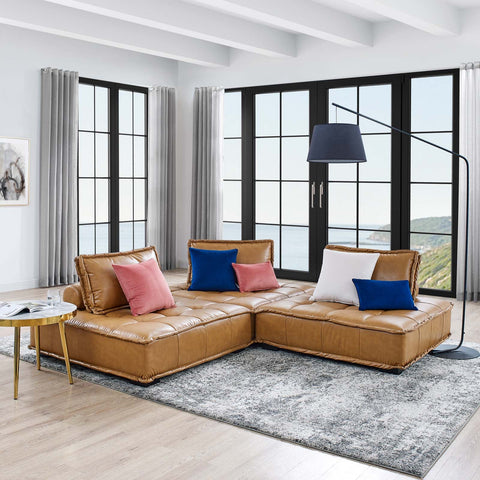 Saunter Tufted Vegan Leather Vegan Leather 3-Piece Sofa Modway Model: eei-5207