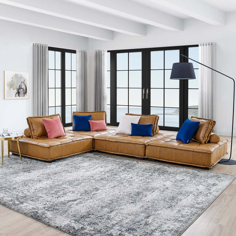 Saunter Tufted Vegan Leather Vegan Leather 4-Piece Sectional Sofa Modway Model: eei-5209