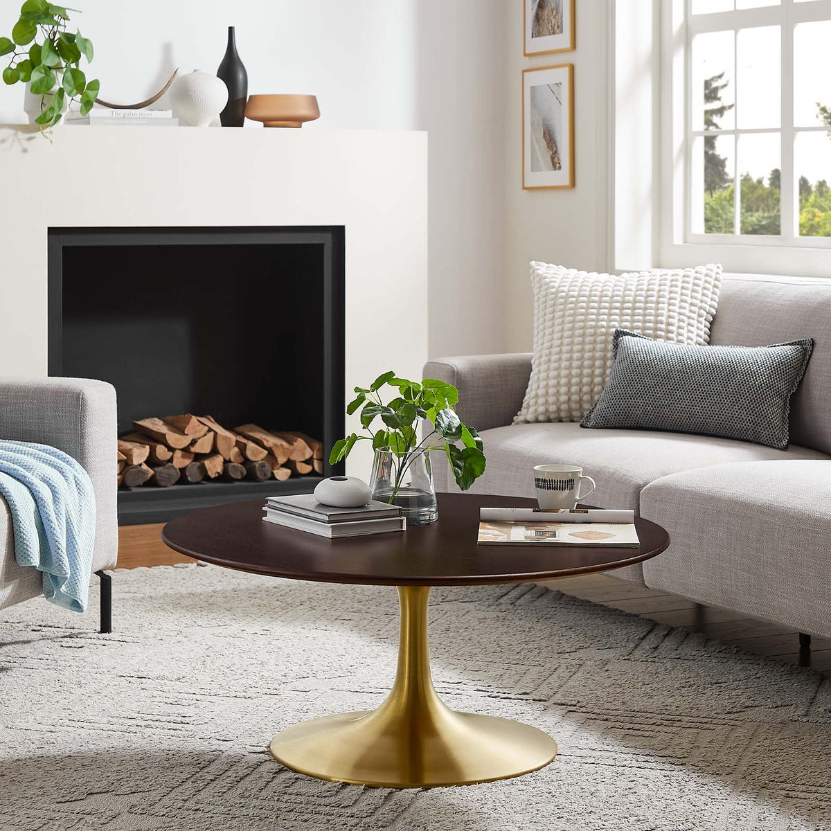 Lippa 36" Round Wood Grain Coffee Table Modway Model: eei-5244