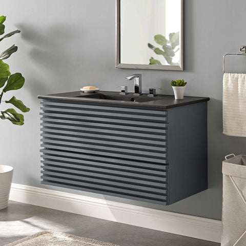 Render 36" Wall-Mount Bathroom Vanity Modway Model: eei-5395