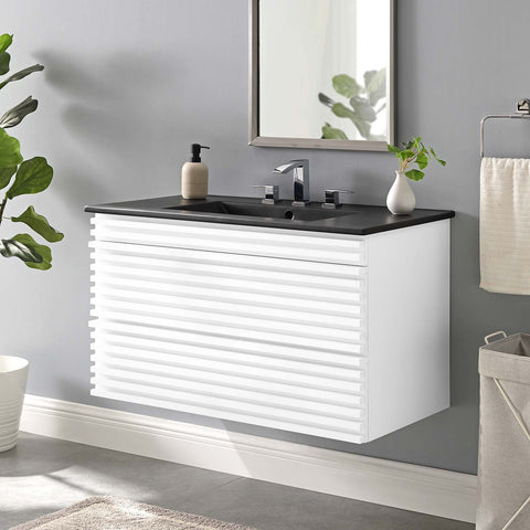 Render 36" Wall-Mount Bathroom Vanity Modway Model: eei-5395