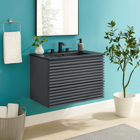 Render 30" Wall-Mount Bathroom Vanity Modway Model: eei-5417