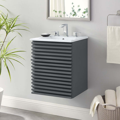 Render 18" Wall-Mount Bathroom Vanity Modway Model: eei-5419