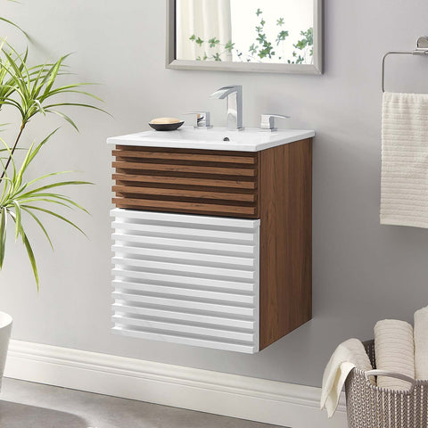 Render 18" Wall-Mount Bathroom Vanity Modway Model: eei-5419