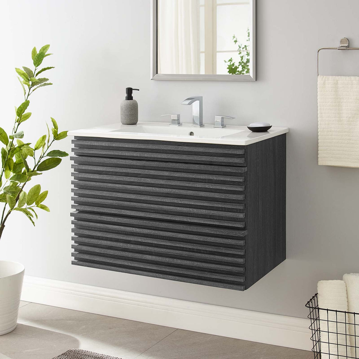 Render 30" Wall-Mount Bathroom Vanity Modway Model: eei-5421