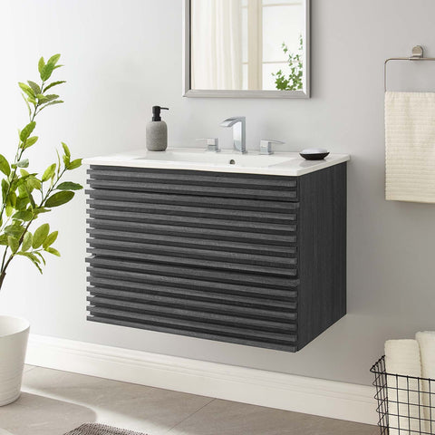 Render 30" Wall-Mount Bathroom Vanity Modway Model: eei-5421
