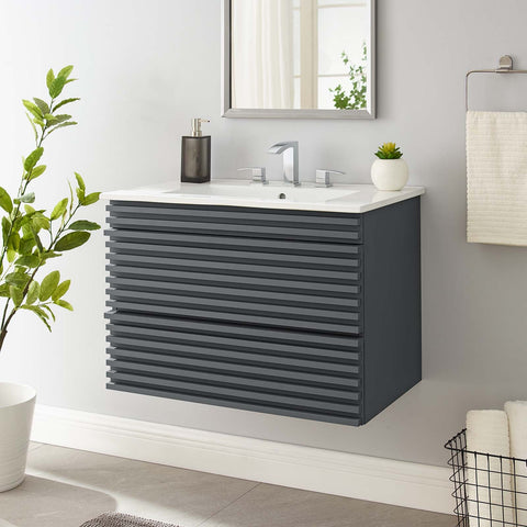 Render 30" Wall-Mount Bathroom Vanity Modway Model: eei-5421