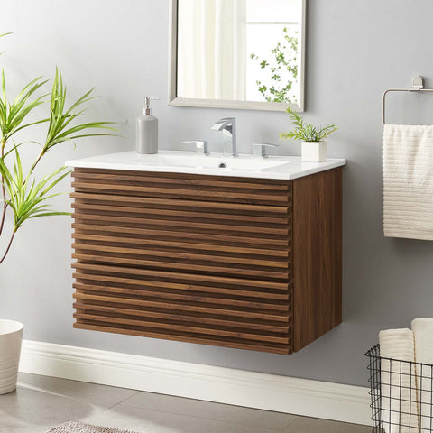 Render 30" Wall-Mount Bathroom Vanity Modway Model: eei-5421
