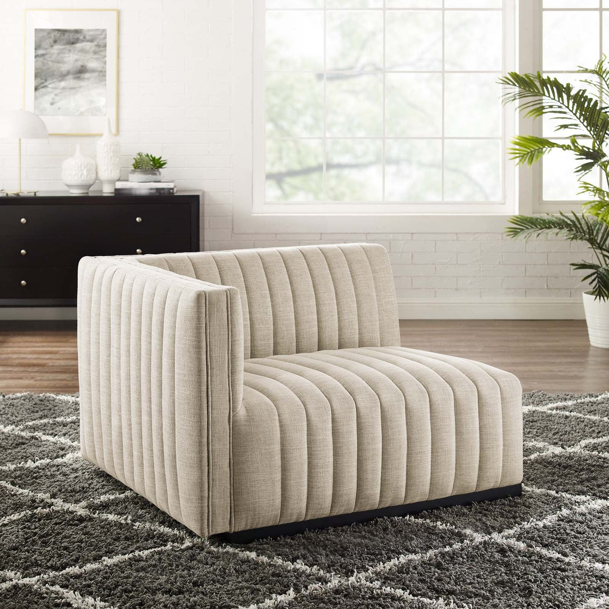 Conjure Channel Tufted Upholstered Fabric Left-Arm Chair Modway Model: eei-5491