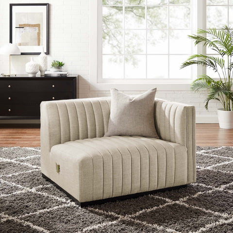 Conjure Channel Tufted Upholstered Fabric Right-Arm Chair Modway Model: eei-5493