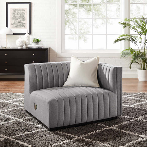 Conjure Channel Tufted Upholstered Fabric Right-Arm Chair Modway Model: eei-5493