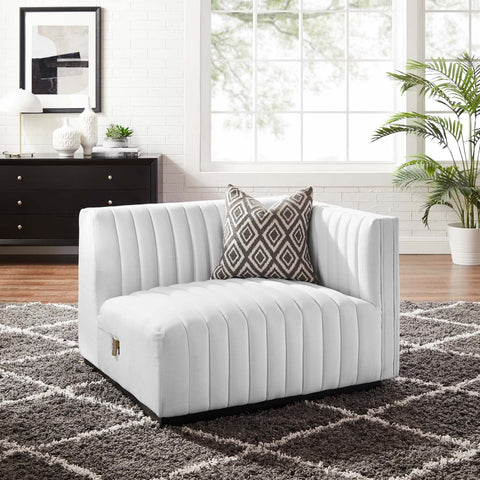Conjure Channel Tufted Upholstered Fabric Right-Arm Chair Modway Model: eei-5493