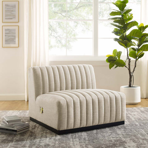 Conjure Channel Tufted Upholstered Fabric Armless Chair Modway Model: eei-5495