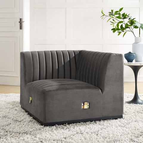 Conjure Channel Tufted Performance Velvet Left Corner Chair Modway Model: eei-5496