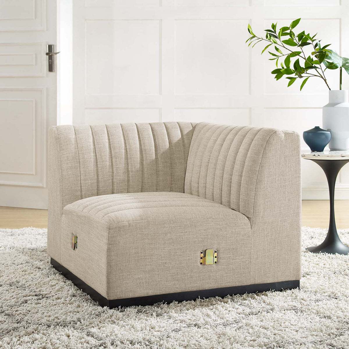 Conjure Channel Tufted Upholstered Fabric Left Corner Chair Modway Model: eei-5497