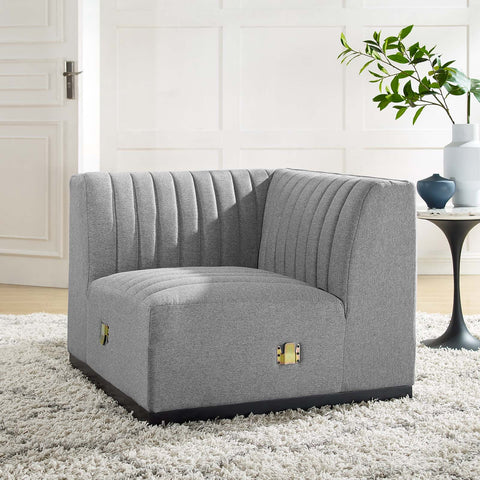 Conjure Channel Tufted Upholstered Fabric Left Corner Chair Modway Model: eei-5497