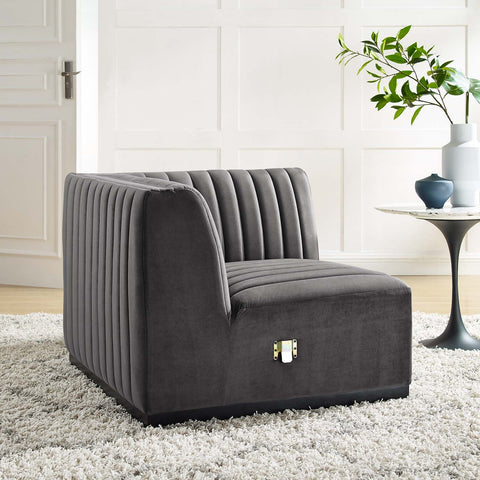 Conjure Channel Tufted Performance Velvet Right Corner Chair Modway Model: eei-5498