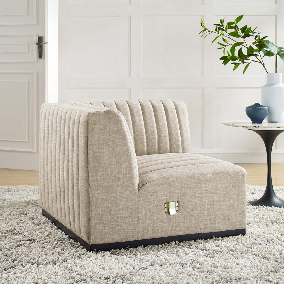 Conjure Channel Tufted Upholstered Fabric Right Corner Chair Modway Model: eei-5499