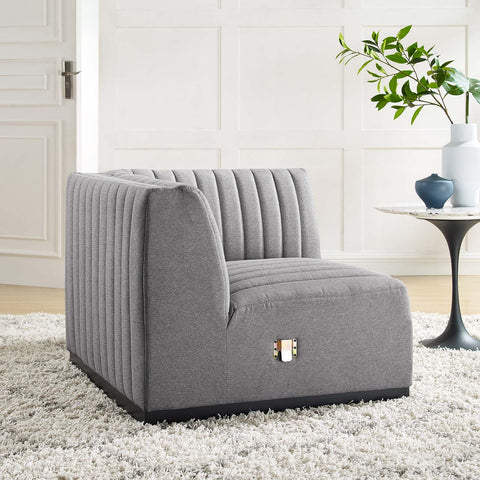Conjure Channel Tufted Upholstered Fabric Right Corner Chair Modway Model: eei-5499