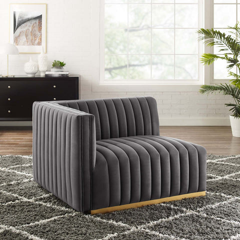Conjure Channel Tufted Performance Velvet Left-Arm Chair Modway Model: eei-5502