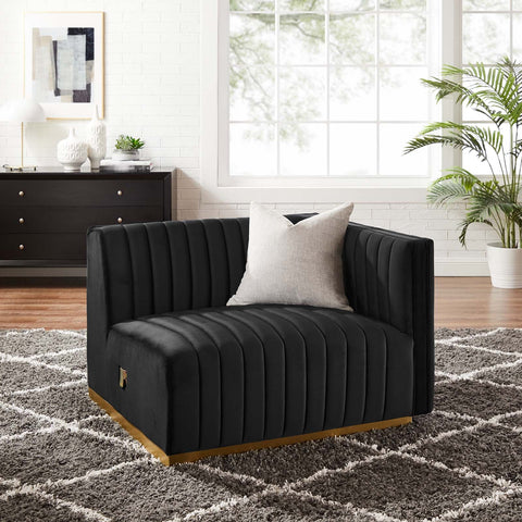 Conjure Channel Tufted Performance Velvet Right-Arm Chair Modway Model: eei-5503