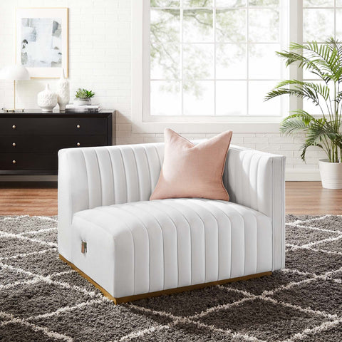 Conjure Channel Tufted Performance Velvet Right-Arm Chair Modway Model: eei-5503