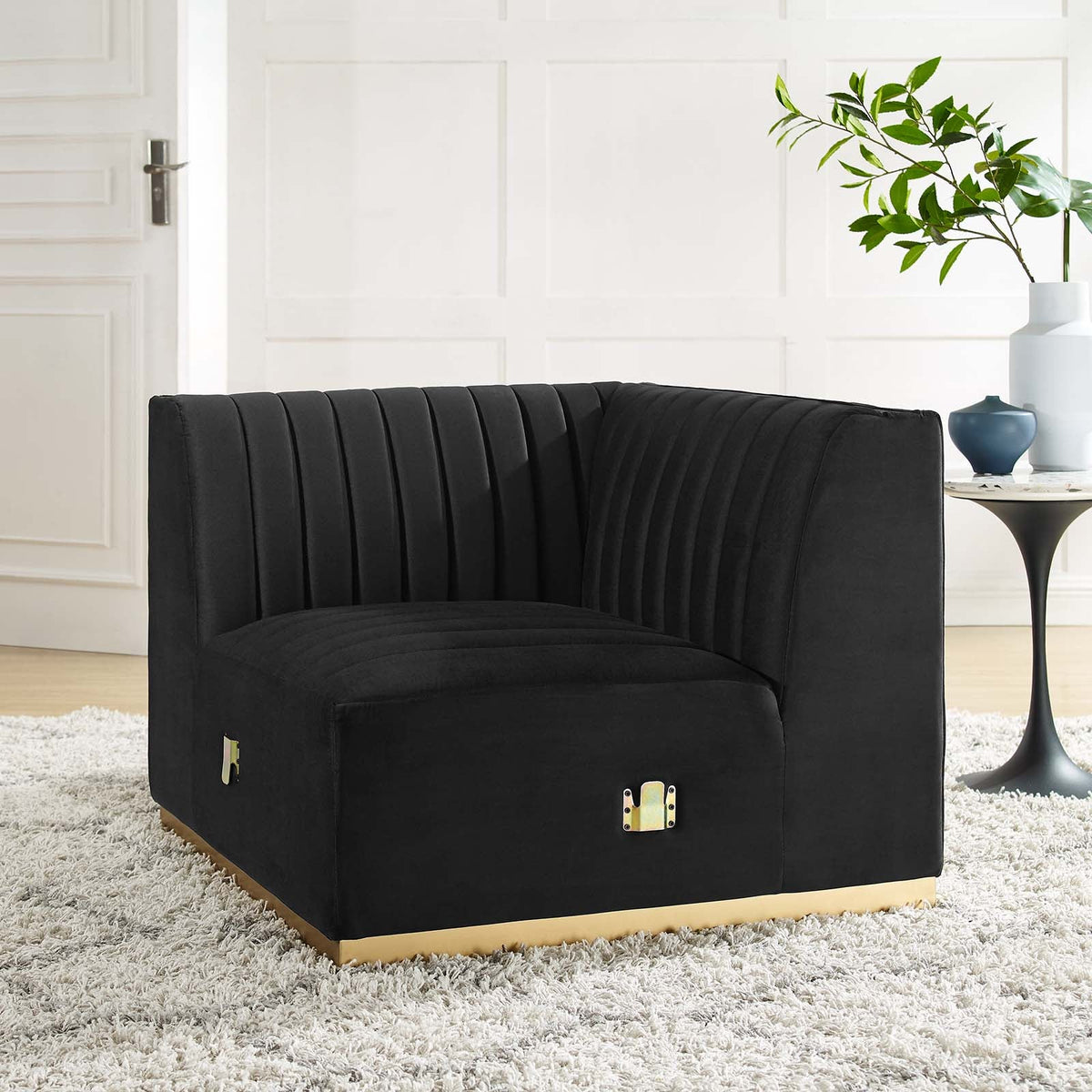 Conjure Channel Tufted Performance Velvet Left Corner Chair Modway Model: eei-5505