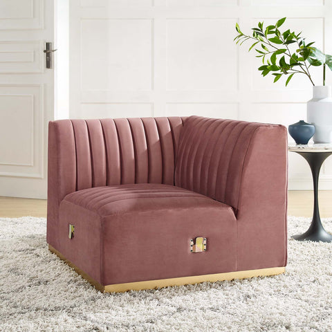 Conjure Channel Tufted Performance Velvet Left Corner Chair Modway Model: eei-5505